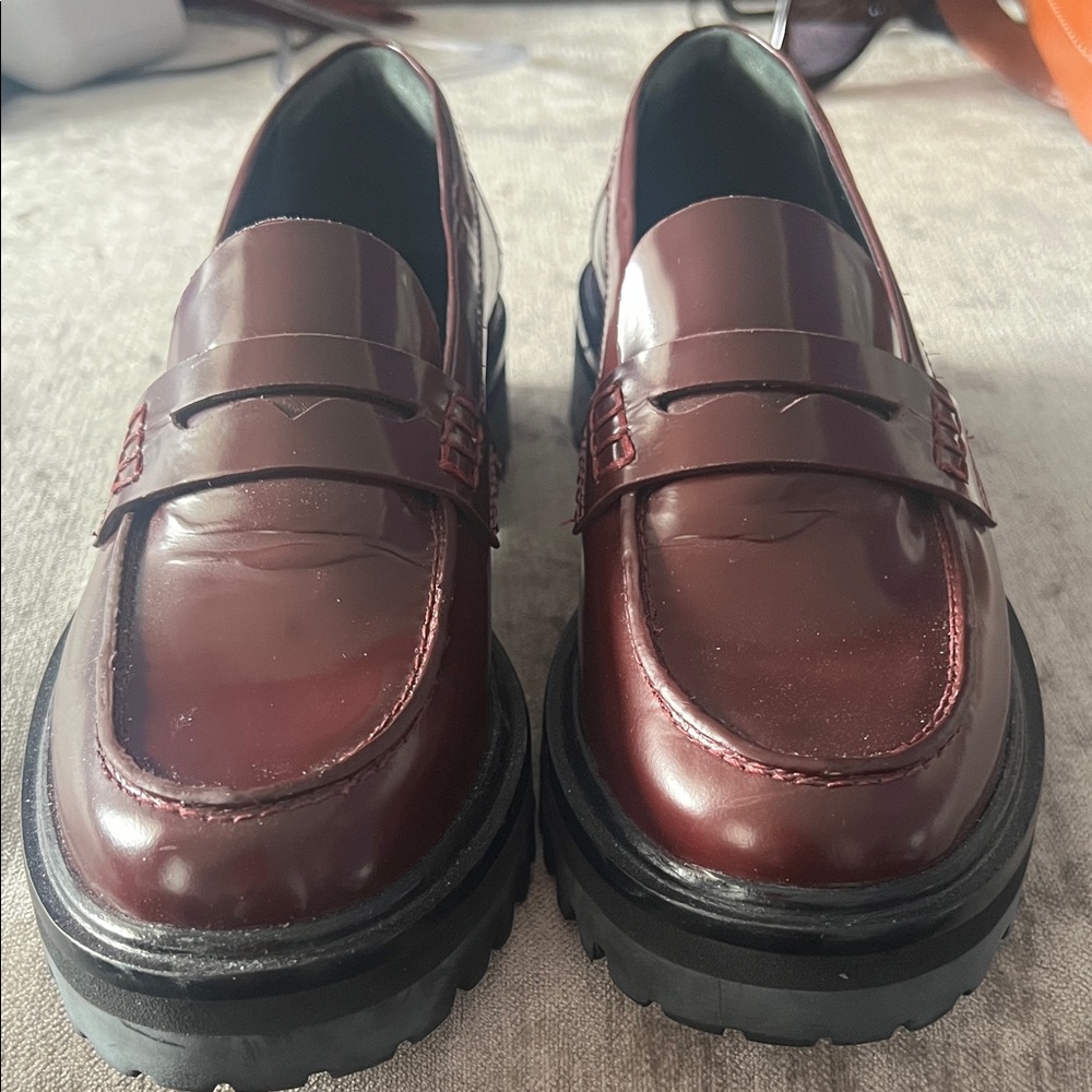 Reformation Women's Burgundy Loafers NWOT never wore. Lug sole